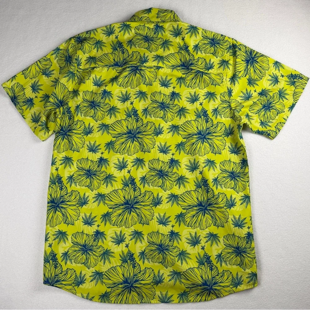 Dixxon Men's Maui Waui Short Sleeve Party Shirt Hibiscus‎ Green Medium